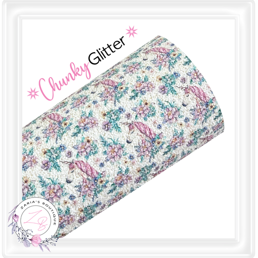 ⋅ CHUNKY GLITTER ⋅ Pastel Floral Unicorns ⋅