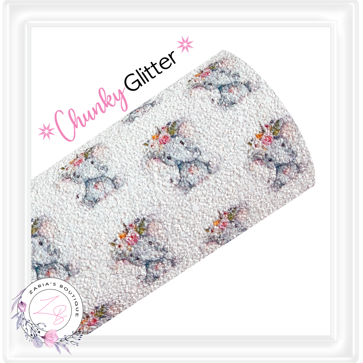 ∙ PATTERNED CHUNKY GLITTER ⋅ Cute Elelphants  1.2mm ⋅