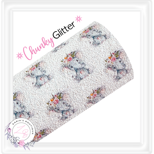 ∙ PATTERNED CHUNKY GLITTER ⋅ Cute Elelphants  1.2mm ⋅