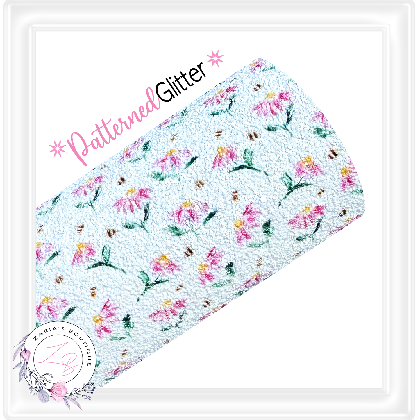 ⋅ PATTERNED CHUNKY GLITTER ⋅ Pink Daisy Floral ⋅