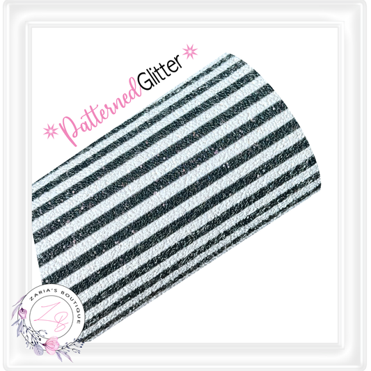 ⋅ PATTERNED GLITTER ⋅ Matte Black & White Stripes ⋅