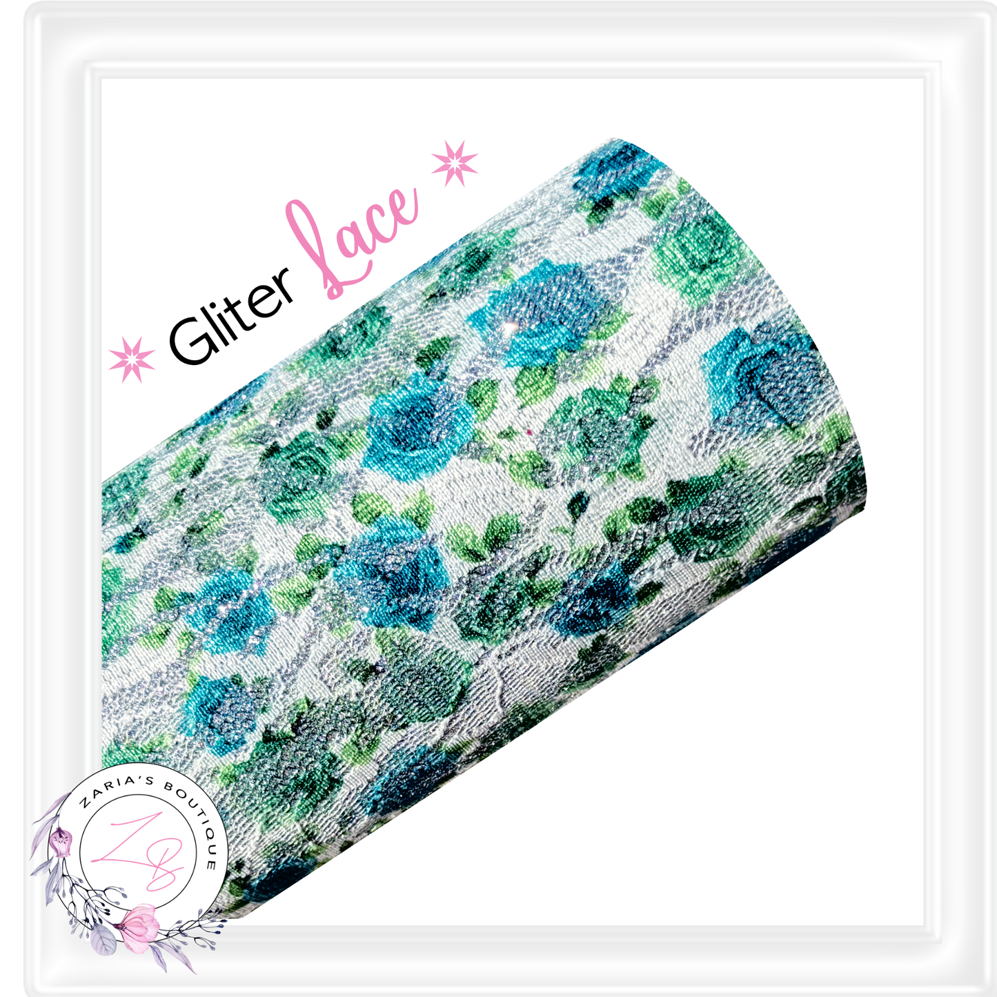 ⋅ Teal Roses ⋅ Glitter Lace Faux Leather ⋅