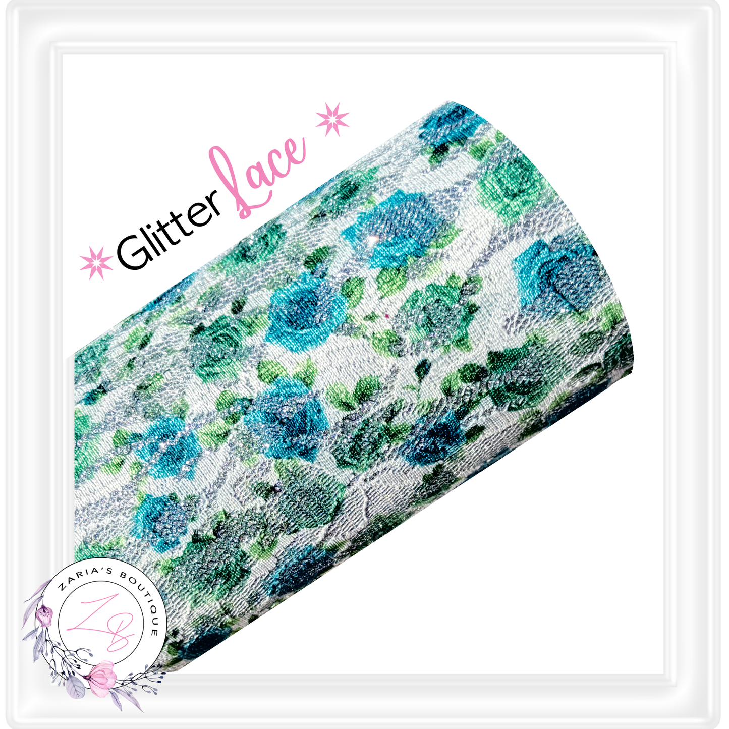 ⋅ Teal Roses ⋅ Glitter Lace Faux Leather ⋅