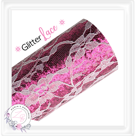 ∙ FLORAL GLITTER LACE ∙ Magenta - Hot Pink ∙