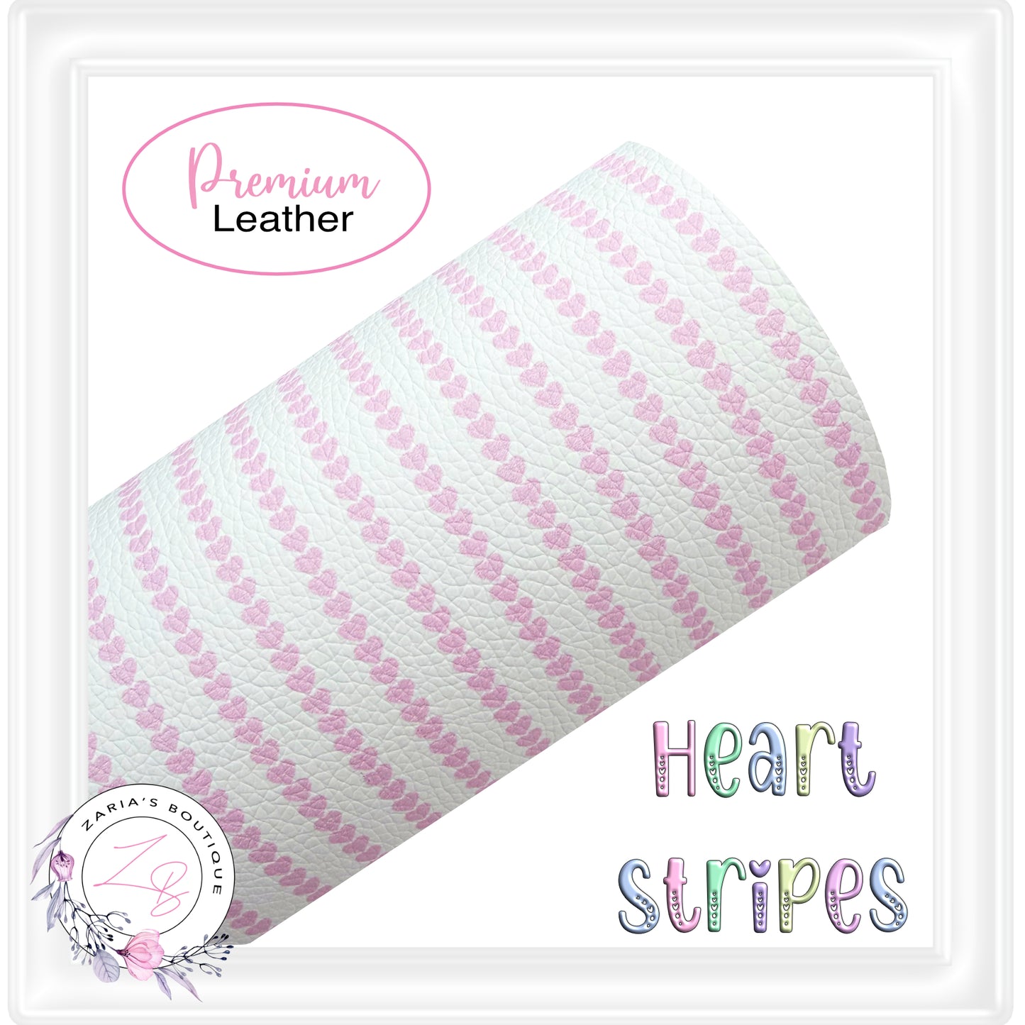 ⋅ Heart Stripes ⋅ Custom Printed Premium Vegan Faux Leather ⋅