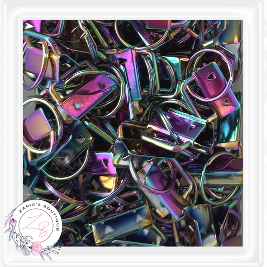 ⋅ Key Fob Keyring Clip Hardware ⋅ Rainbow Oil Slick 25mm ⋅
