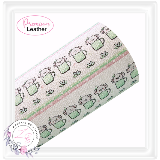 ⋅ Koalas In Cups ⋅ Custom Printed Premium Vegan Faux Leather ⋅ 