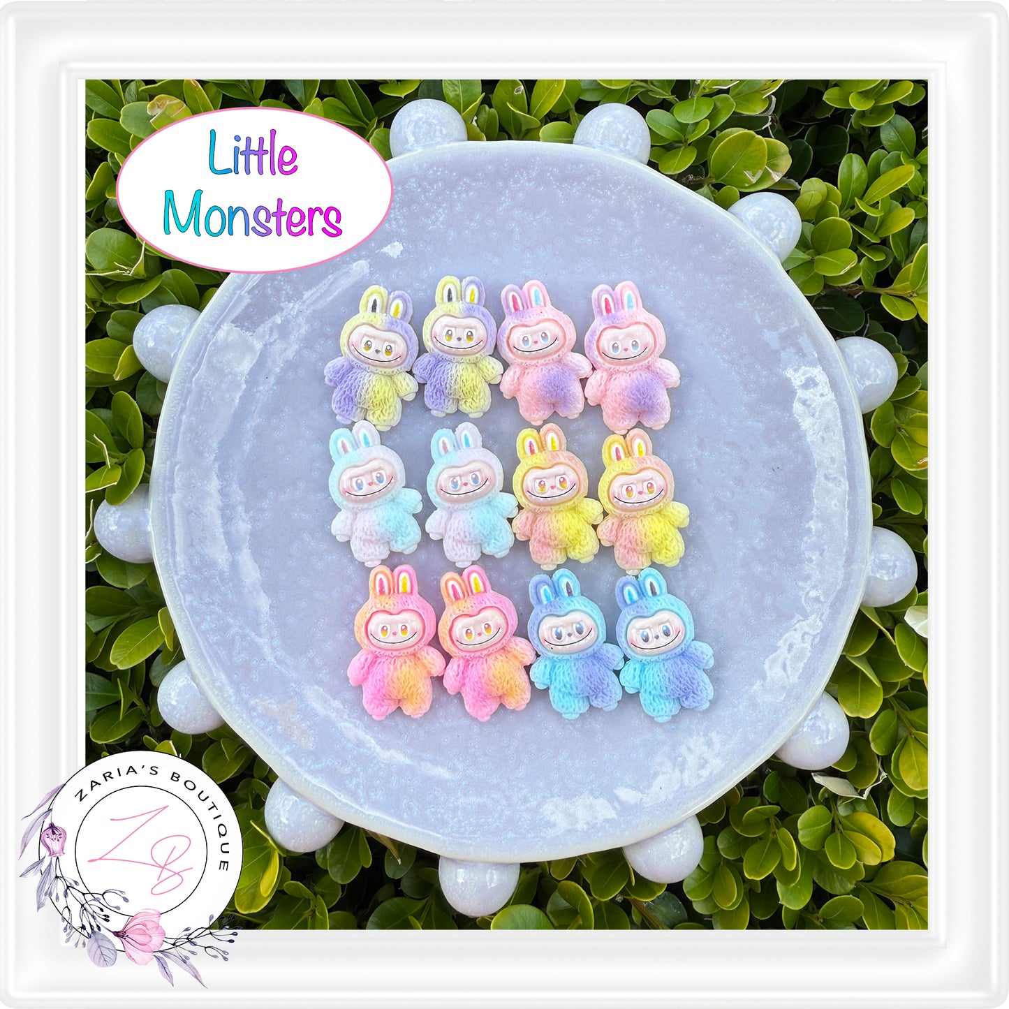 • Little Monsters • Flat Back Cabochon Resin Craft Embellishments • Set of 2 •