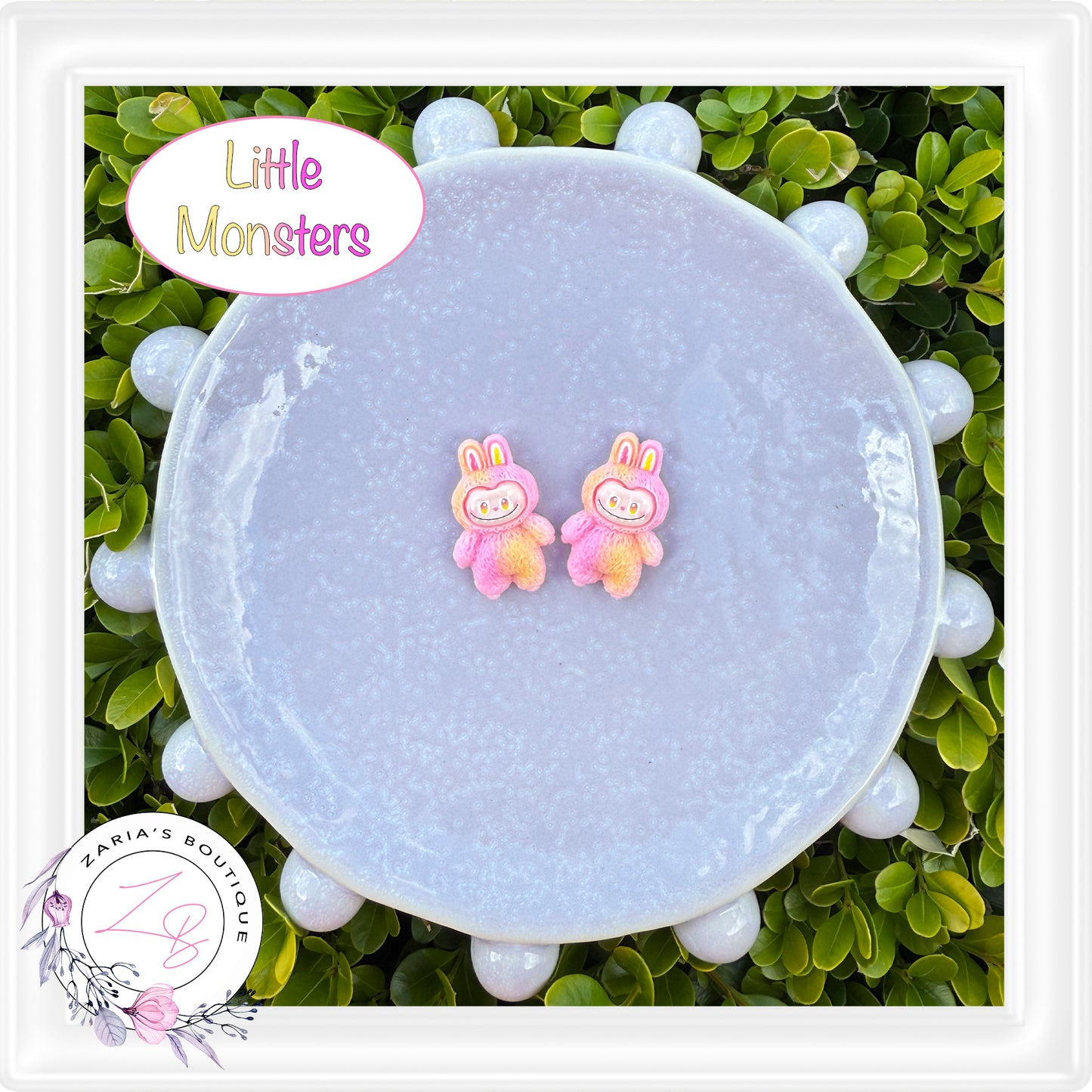 • Little Monsters • Flat Back Cabochon Resin Craft Embellishments • Set of 2 •