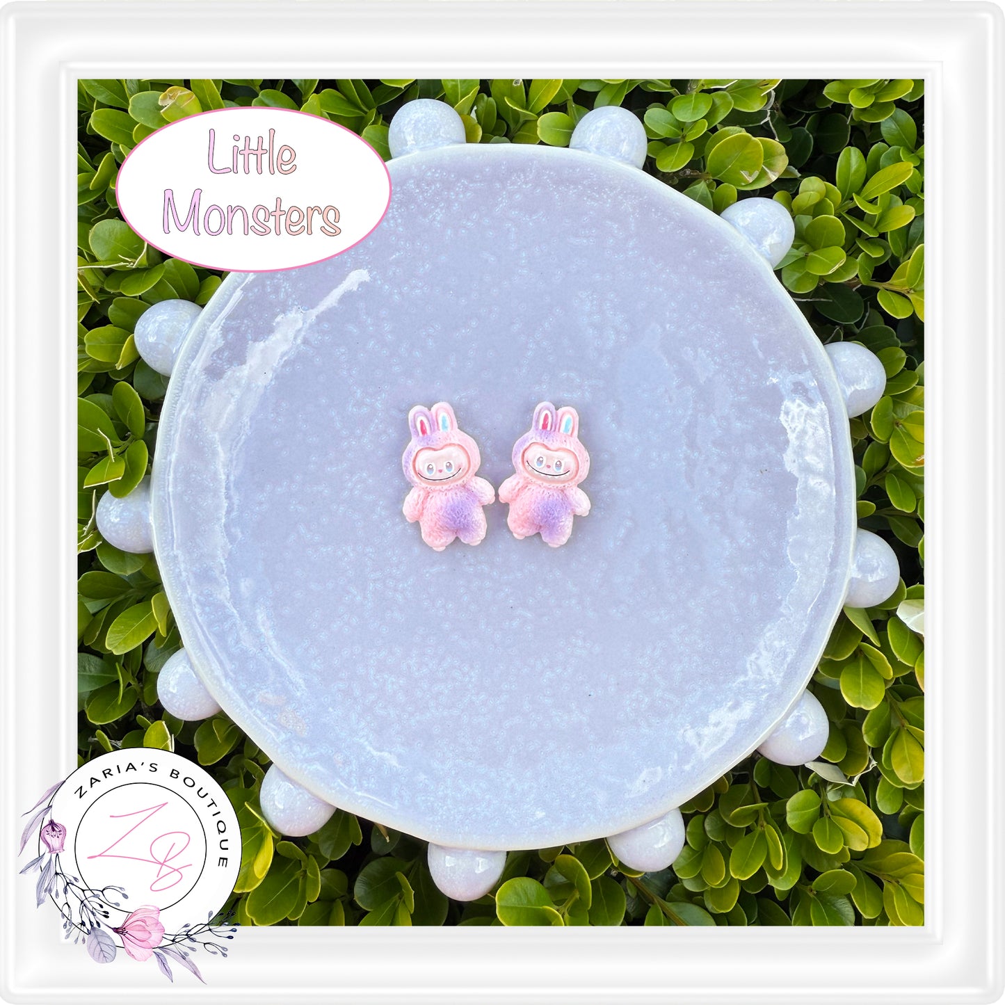 • Little Monsters • Flat Back Cabochon Resin Craft Embellishments • Set of 2 •