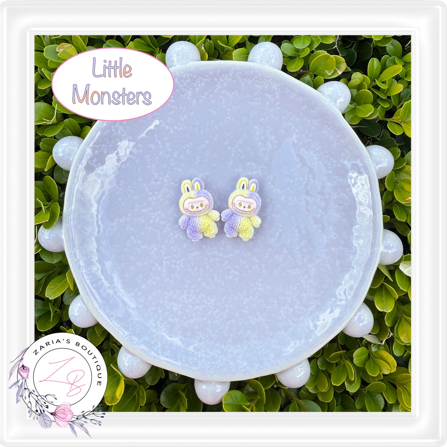 • Little Monsters • Flat Back Cabochon Resin Craft Embellishments • Set of 2 •