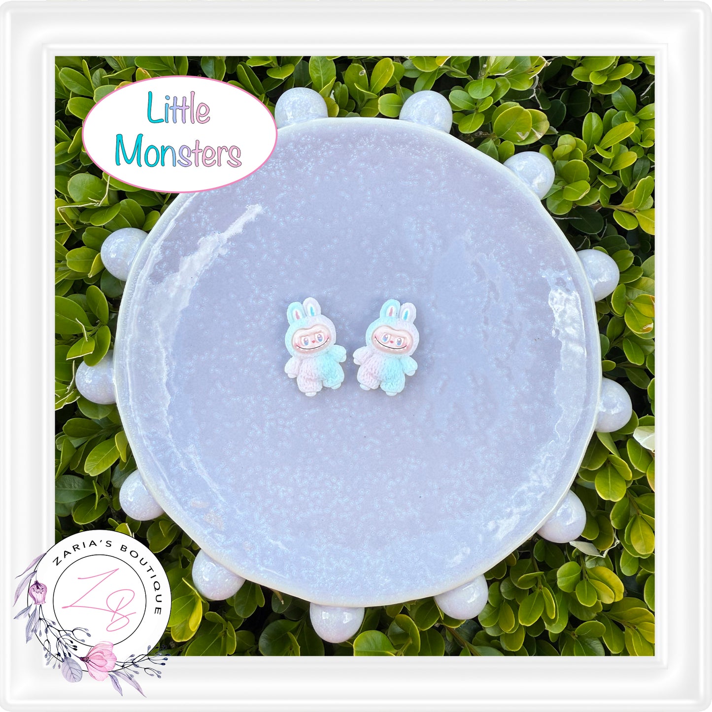 • Little Monsters • Flat Back Cabochon Resin Craft Embellishments • Set of 2 •