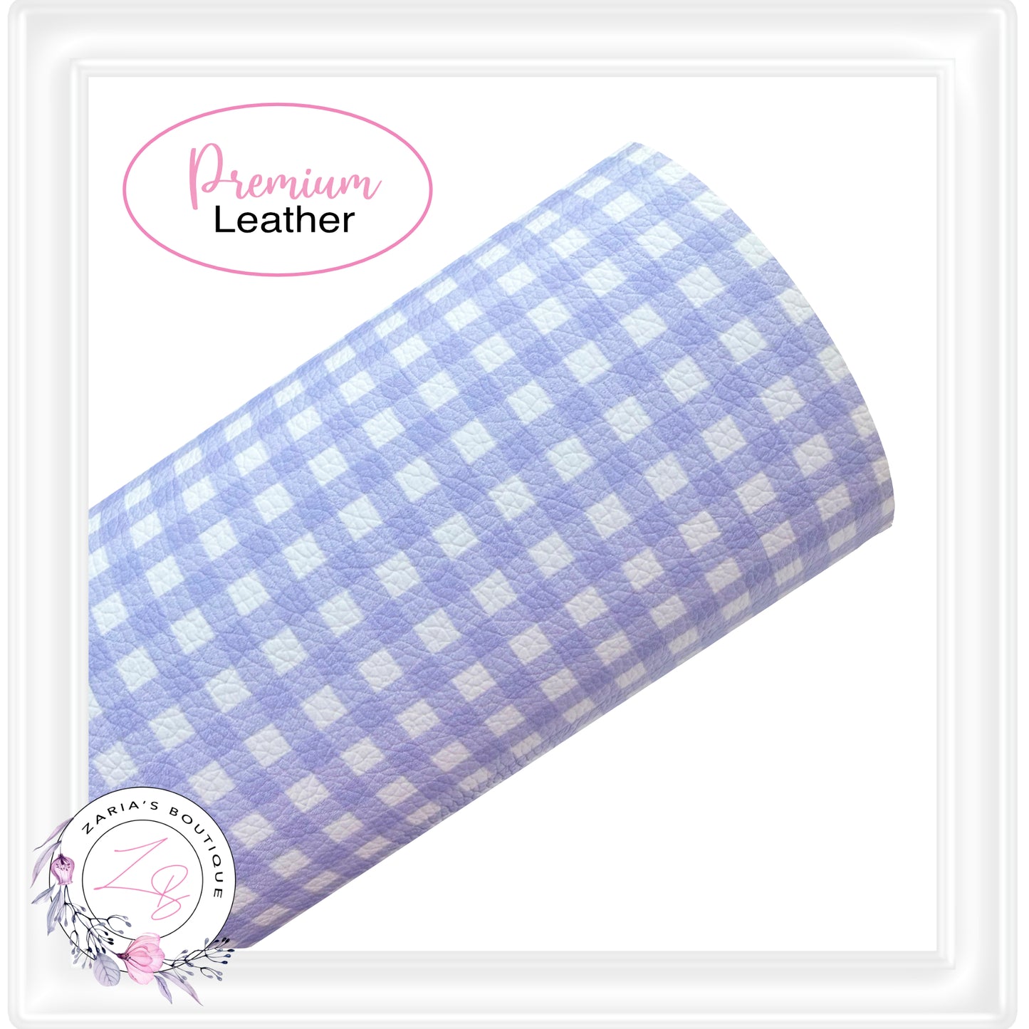 ⋅ Lavender & White Gingham Check ⋅ Vegan Faux Leather