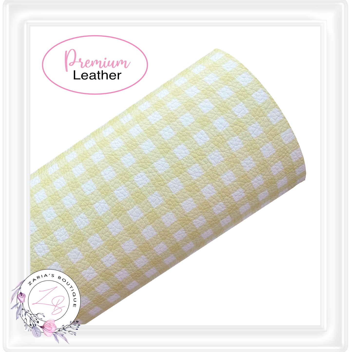 ⋅ Lemon & White Gingham Check ⋅ Vegan Faux Leather
