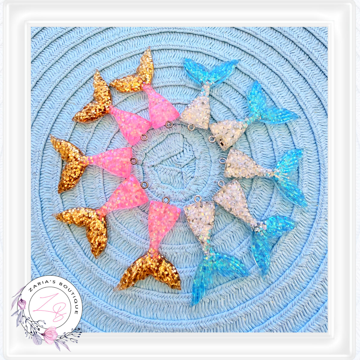 ⋅ MERMAID TAILS ⋅ Resin Embellishments with Loop ⋅ Pink or Blue ⋅