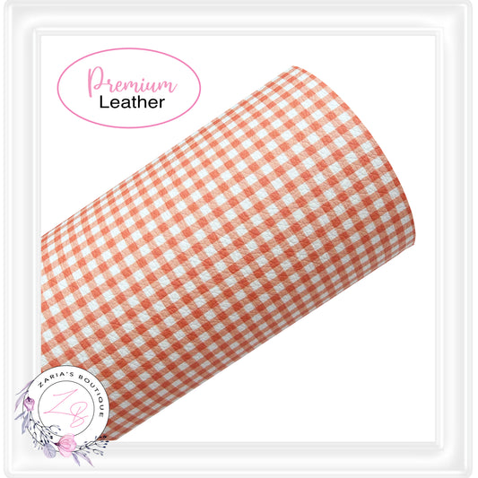 ⋅ Orange & White Gingham Check ⋅ Vegan Faux Leather