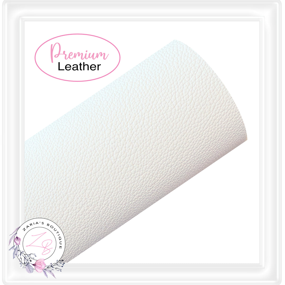 ⋅ Solid Colour Faux Leather ⋅ Pebble Grain ⋅ White ⋅