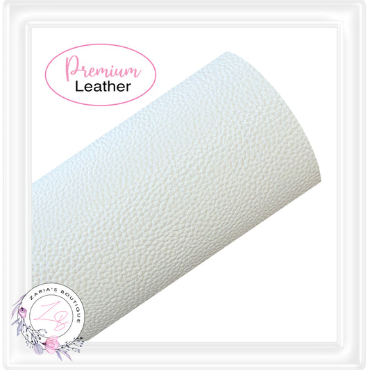 ⋅ Solid Colour Faux Leather ⋅ Pebble Grain ⋅ White ⋅