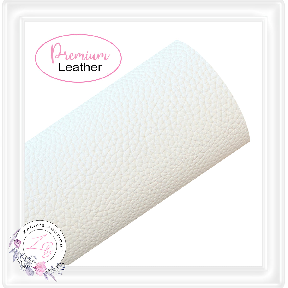 ⋅ Solid Colour Faux Leather ⋅ Pebble Grain ⋅ White ⋅