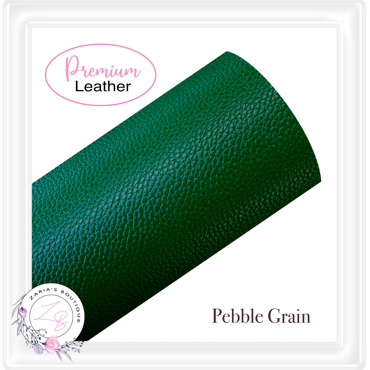 ⋅ Solid Colour Faux Leather ⋅ Pebble Grain ⋅ Emerald Green ⋅