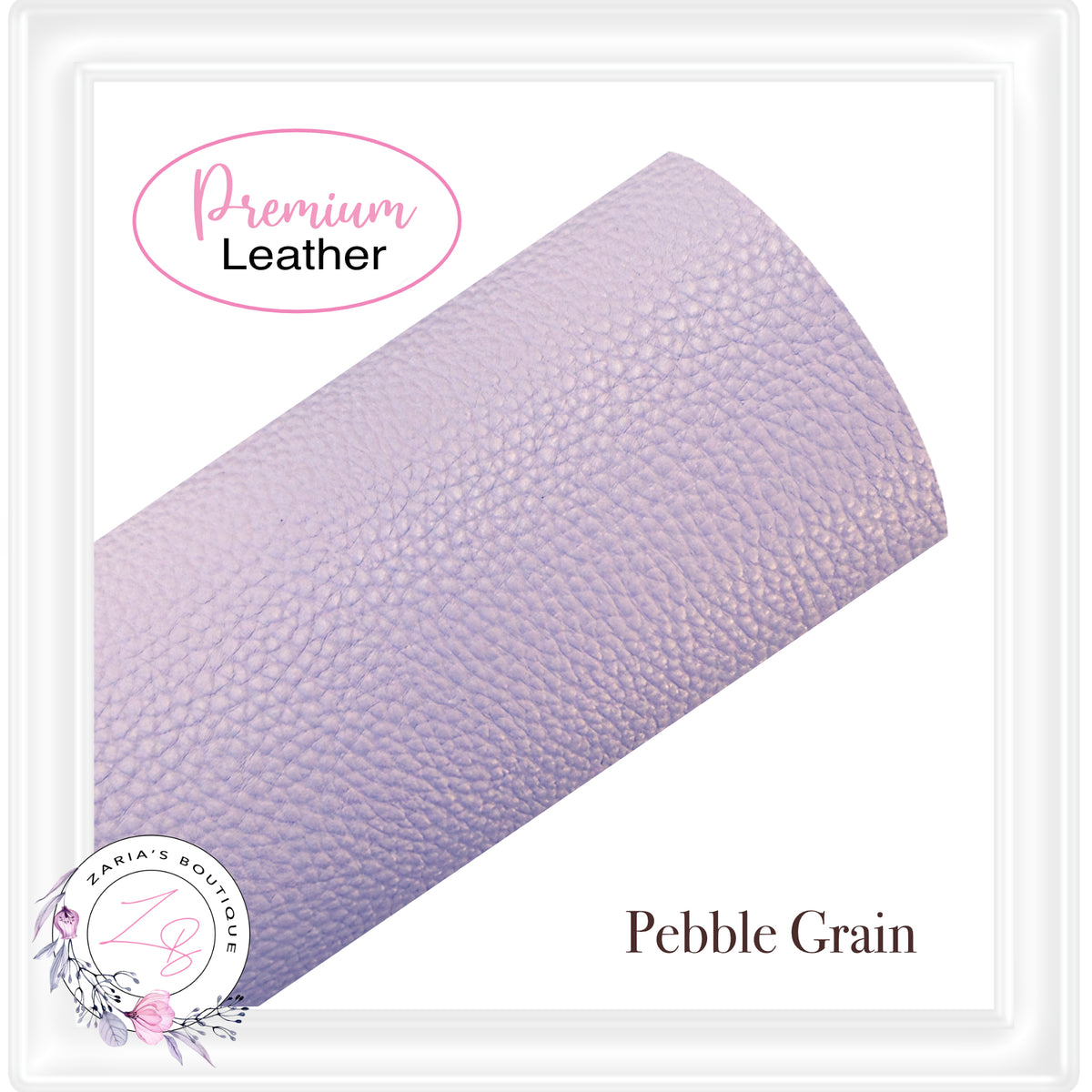 ⋅ Solid Colour Faux Leather ⋅ Pebble Grain ⋅ Lavender ⋅