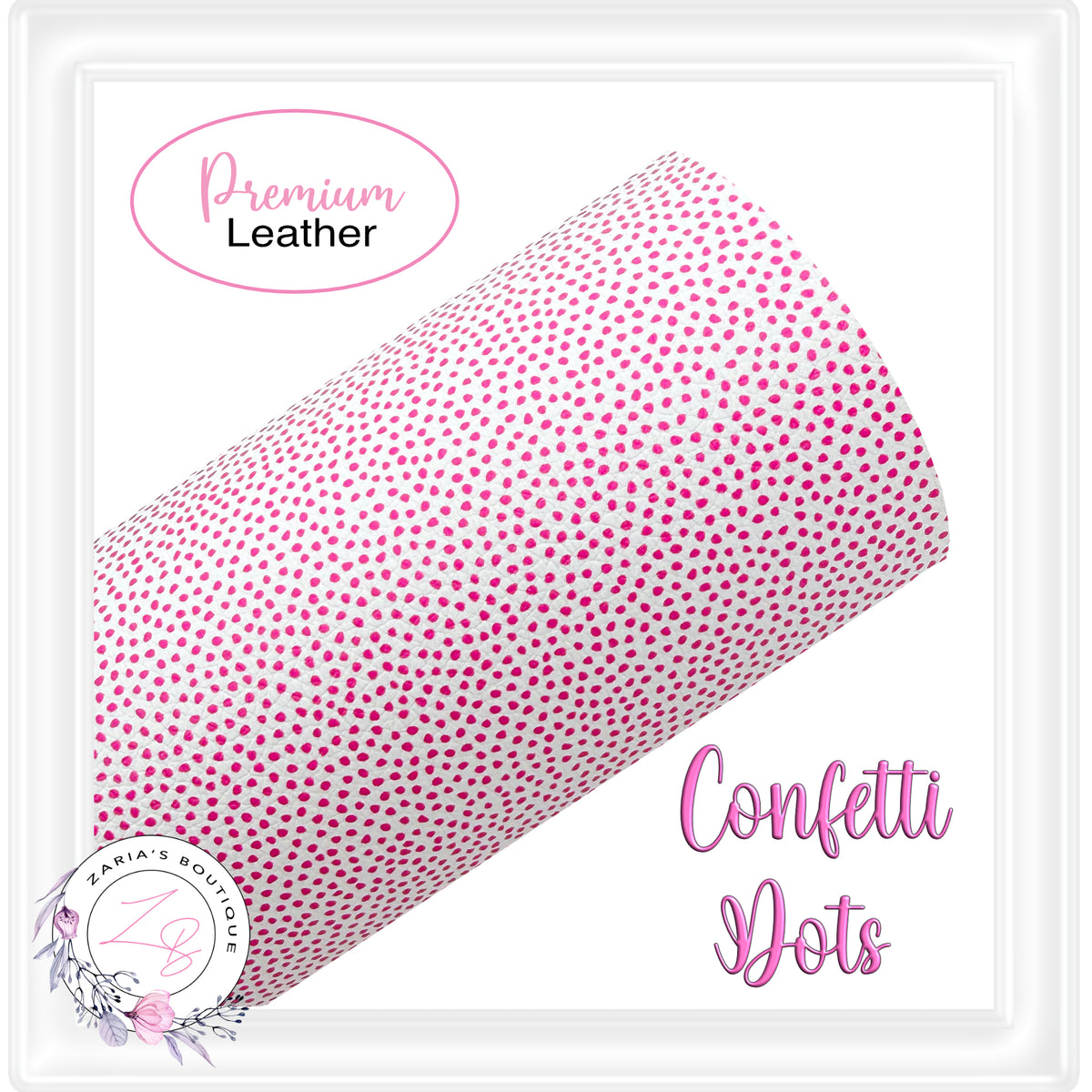 ⋅ Custom Vegan Faux Leather ⋅ Confetti Dots Pink ⋅