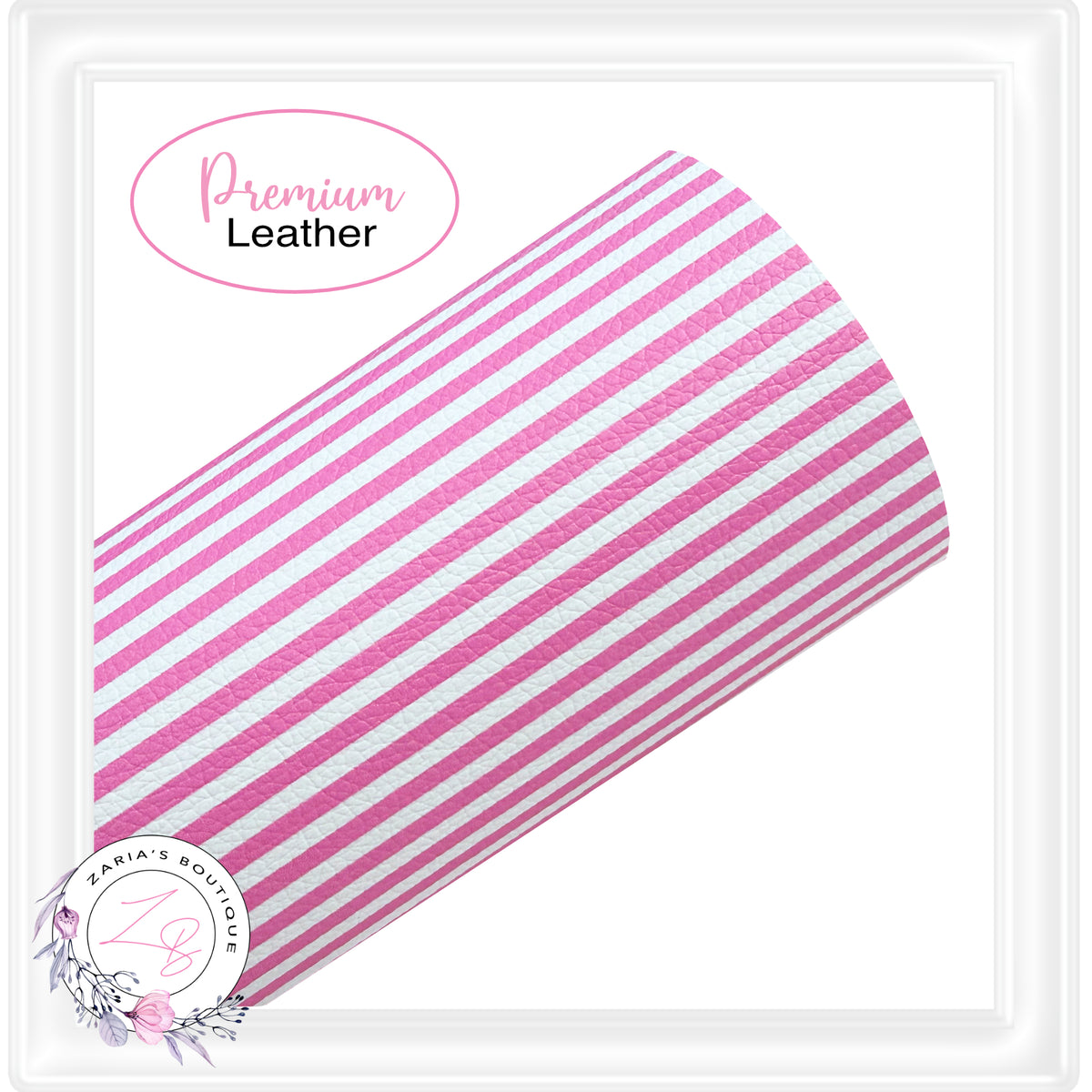 ⋅ Pink & White Stripes ⋅ Custom Printed Premium Vegan Faux Leather •