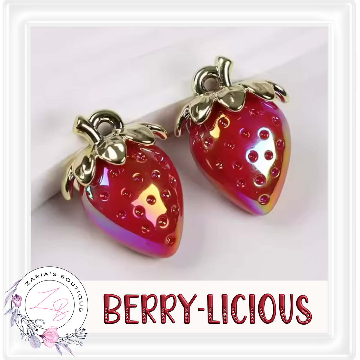 ⋅ Strawberry Charms ⋅ Jewellery Keyring Charms Craft Embellishments ⋅