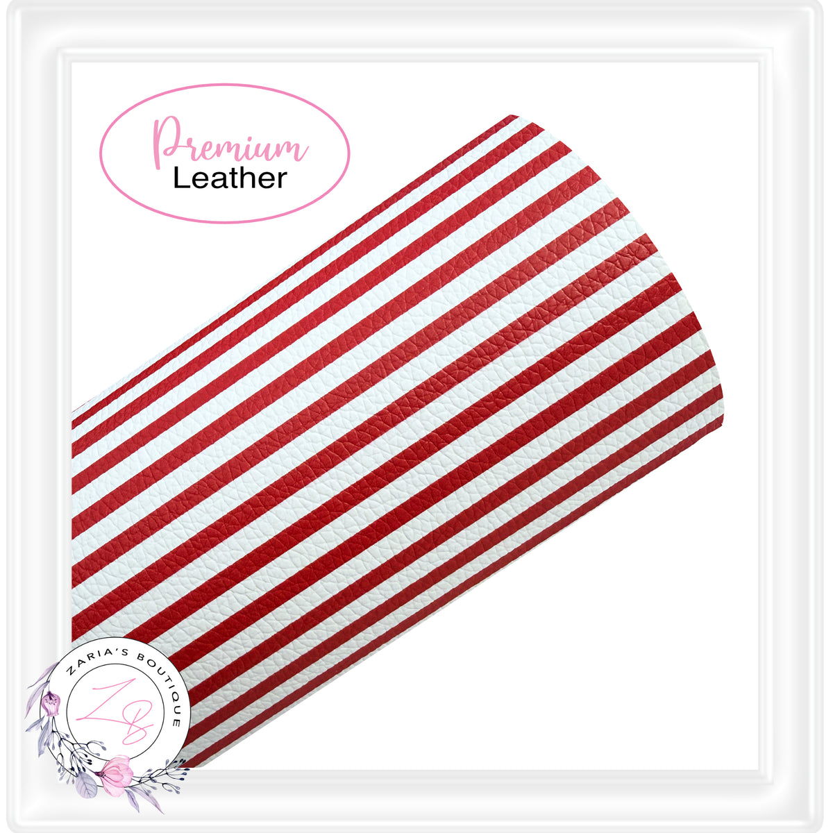 ⋅ Red & White Stripes ⋅ Custom Printed Premium Vegan Faux Leather •