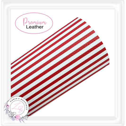 ⋅ Red & White Stripes ⋅ Custom Printed Premium Vegan Faux Leather •