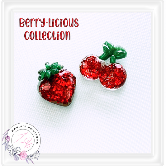 ⋅ Red Berry Flatbacks ⋅ Resin Craft Embellishments ⋅ Per Pair ⋅ 3 Designs ⋅