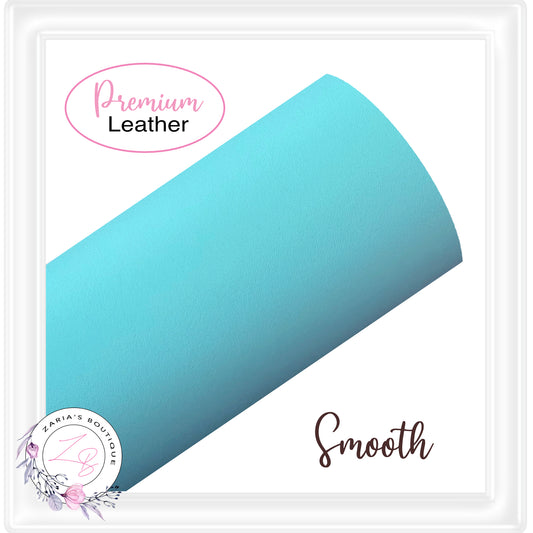 ⋅ Solid Colour Faux Leather ⋅ Smooth ⋅ Aqua Blue ⋅
