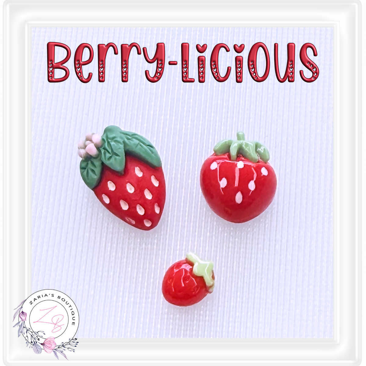 ⋅ Red Berry Acrylic Flatbacks ⋅ Resin Craft Embellishments ⋅ Per Pair ⋅