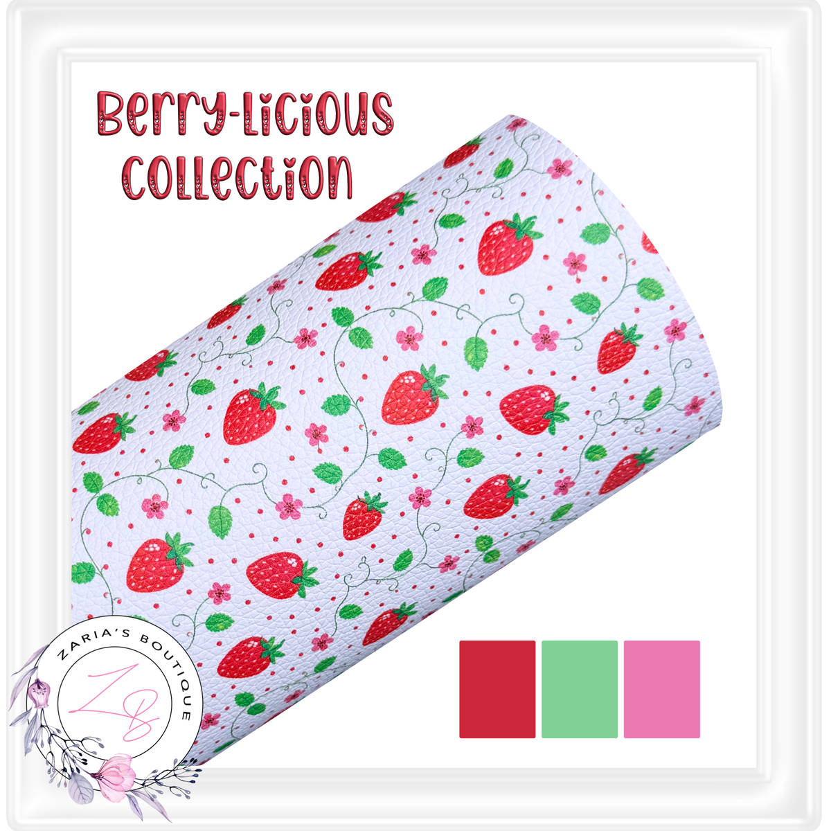 ⋅ Strawberry Vines ⋅ Printed Leatherette ⋅ 2 Sizes ⋅