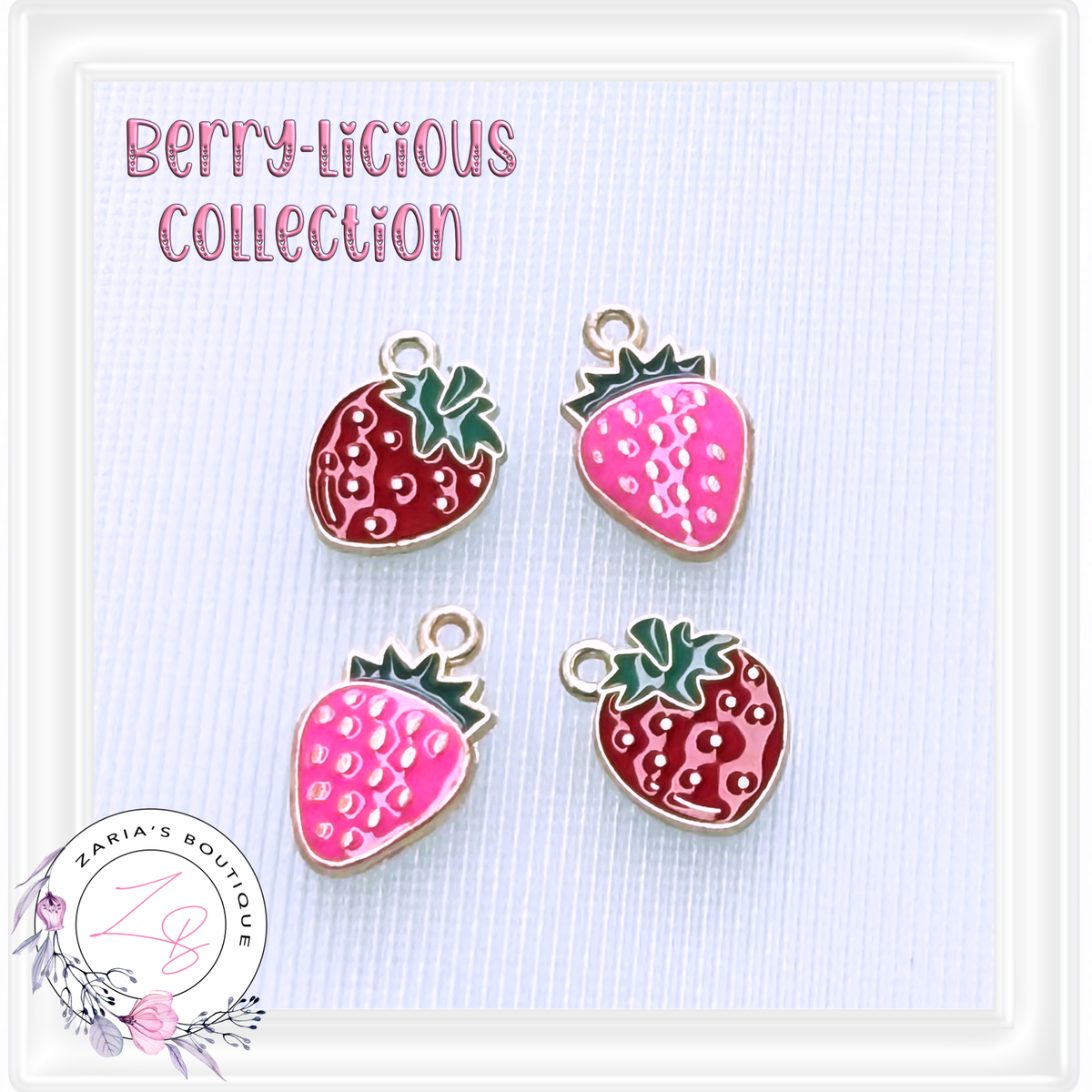 ⋅ Pink Cherry Charms ⋅ Jewellery Earrings Craft Embellishments ⋅ Per Pair ⋅