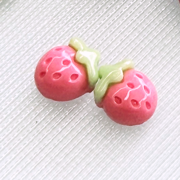 ⋅ Pink Strawberry Flatbacks ⋅ Resin Craft Embellishments ⋅ Per Pair ⋅ 3 Designs ⋅