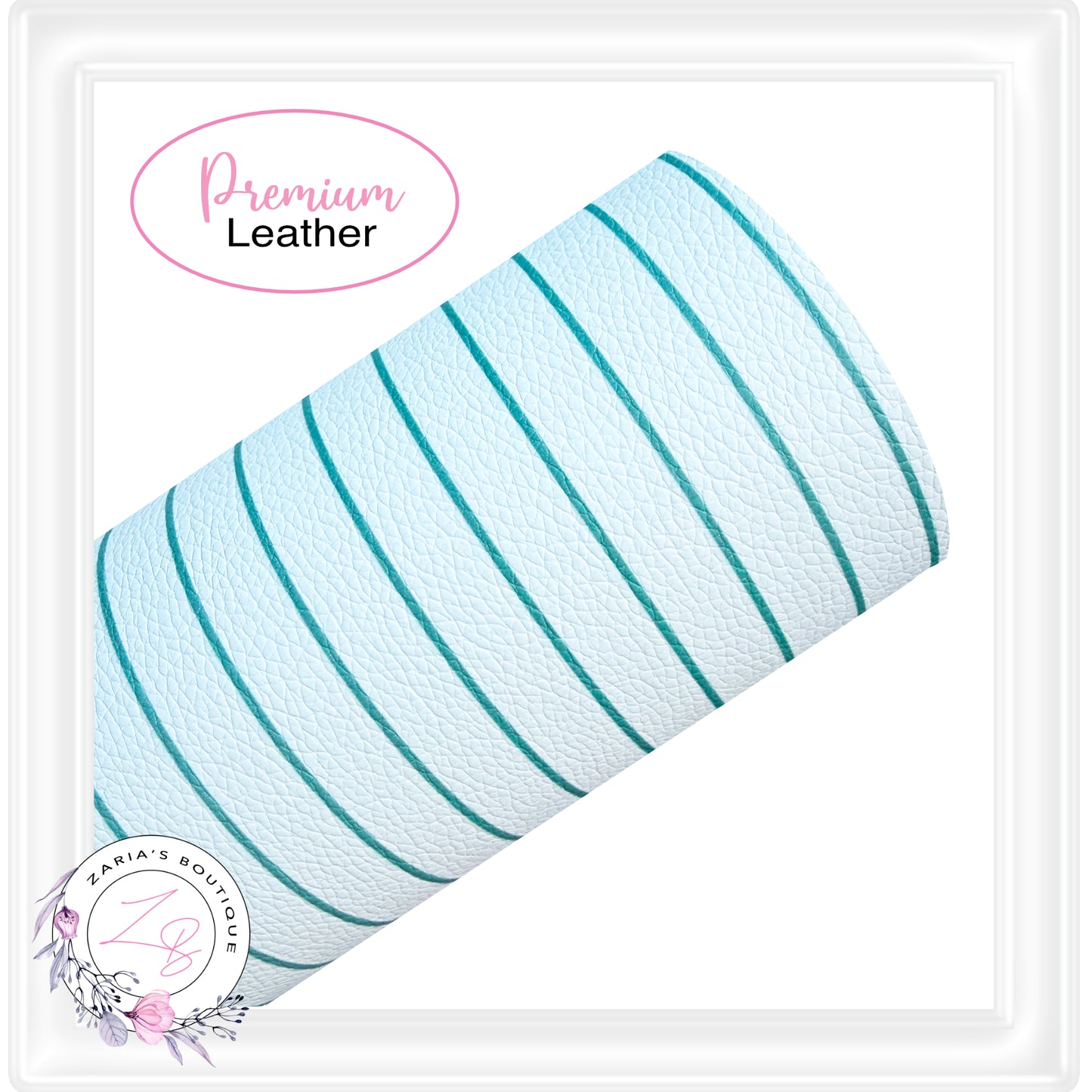 ⋅ Teal Pin Stripes ⋅ Custom Printed Premium Vegan Faux Leather ⋅