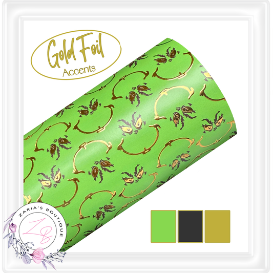 ⋅ The Grinch ⋅ Gold Foil Embossed Vegan Faux Leather ⋅