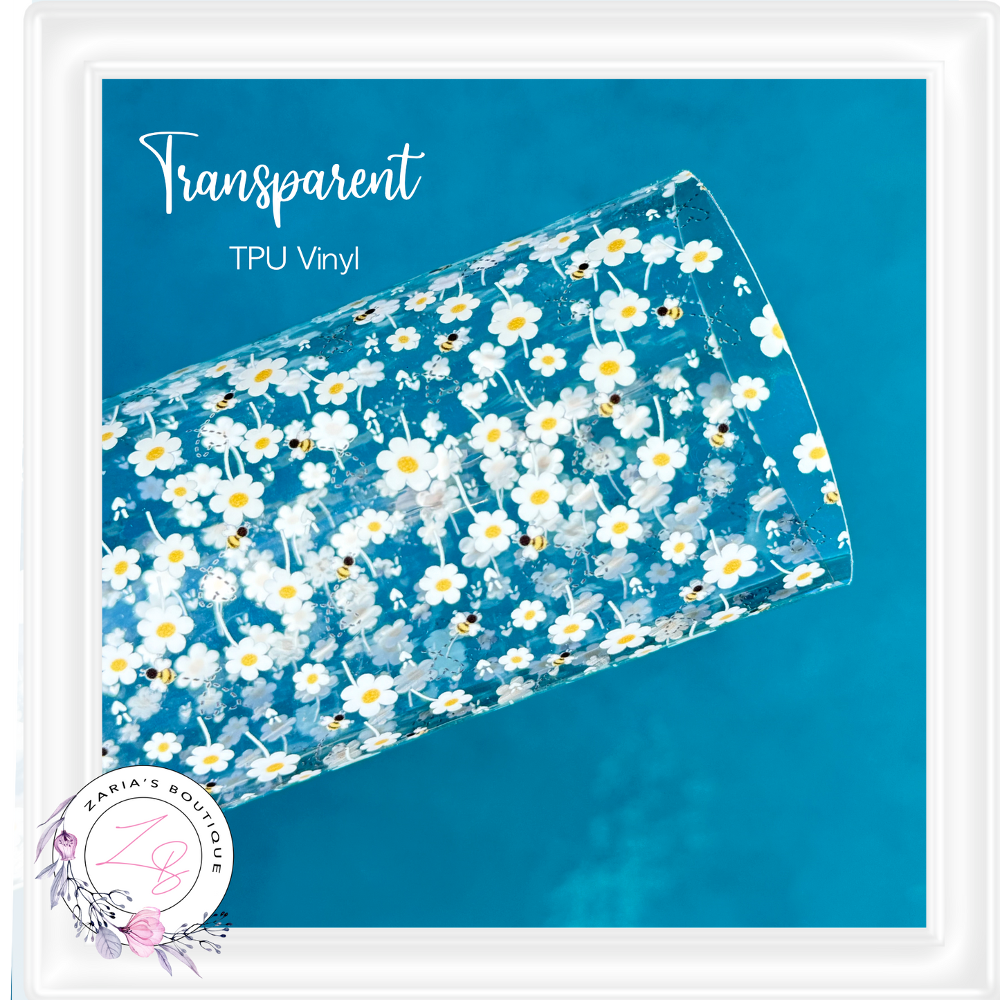 ⋅ Transparent TPU Clear Vinyl Sheets ⋅ Bees & Daisies ⋅