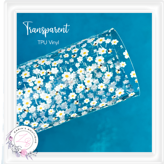 ⋅ Transparent TPU Clear Vinyl Sheets ⋅ Bees & Daisies ⋅