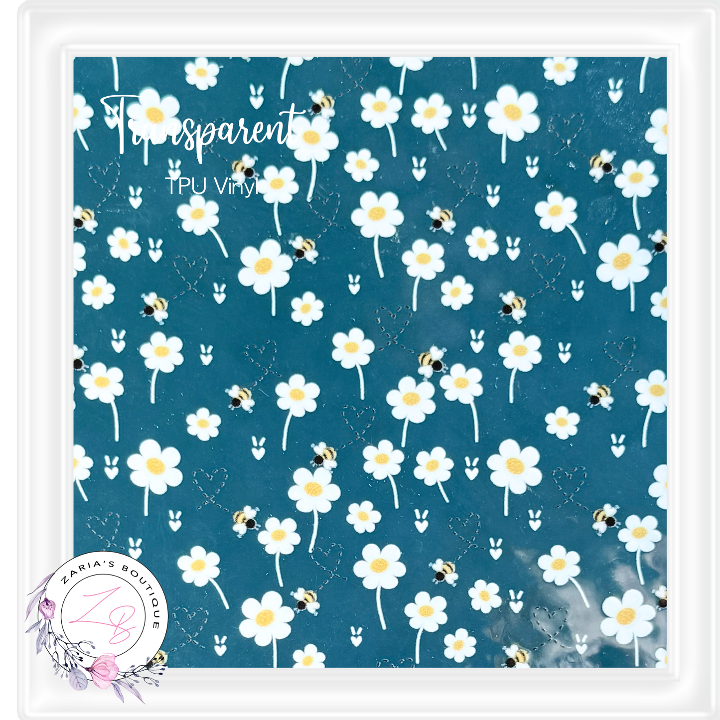 ⋅ Transparent TPU Clear Vinyl Sheets ⋅ Bees & Daisies ⋅