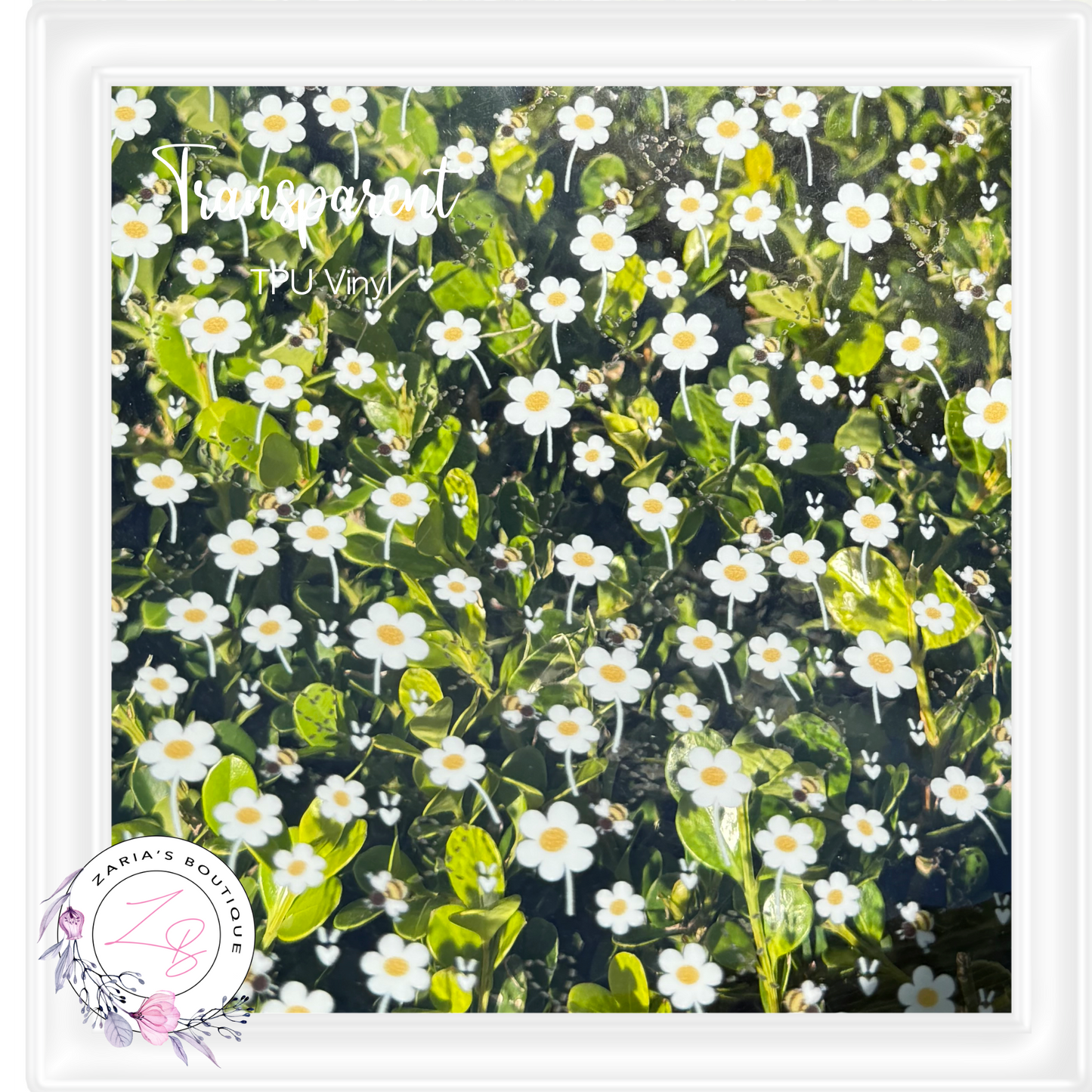 ⋅ Transparent TPU Clear Vinyl Sheets ⋅ Bees & Daisies ⋅