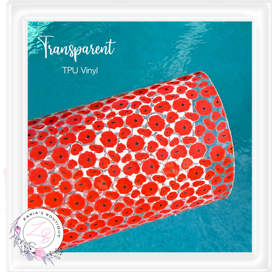 ⋅ Transparent TPU Clear Vinyl Sheets ⋅ Red Poppy Flowers ⋅