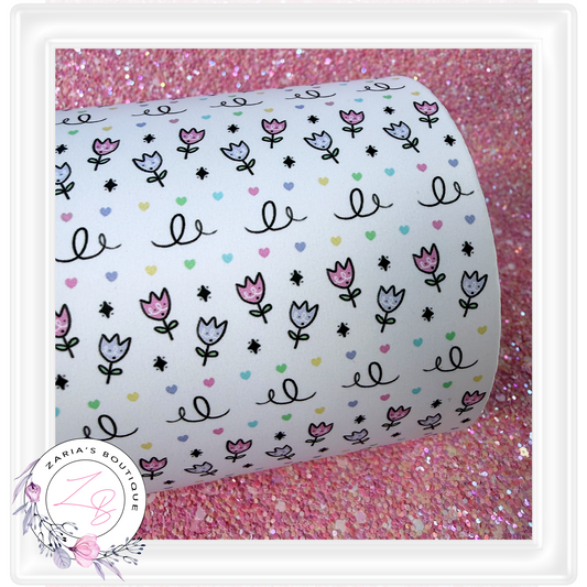 ⋅ Happy Tulips ⋅ Custom Printed Premium Vegan Faux Leather ⋅ 