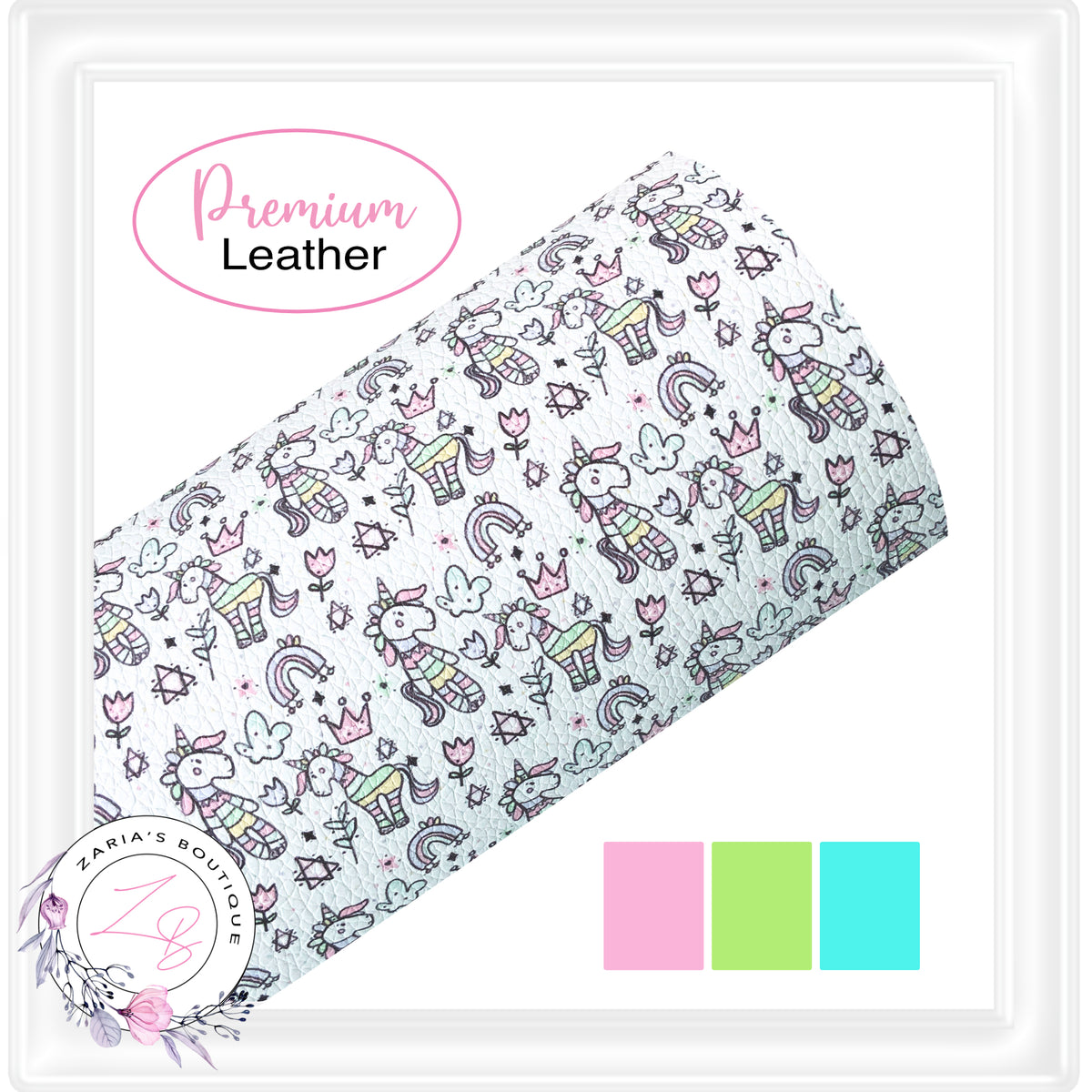 ⋅ Playful Unicorns ⋅ Premium Litchi Vegan Faux Leather ⋅