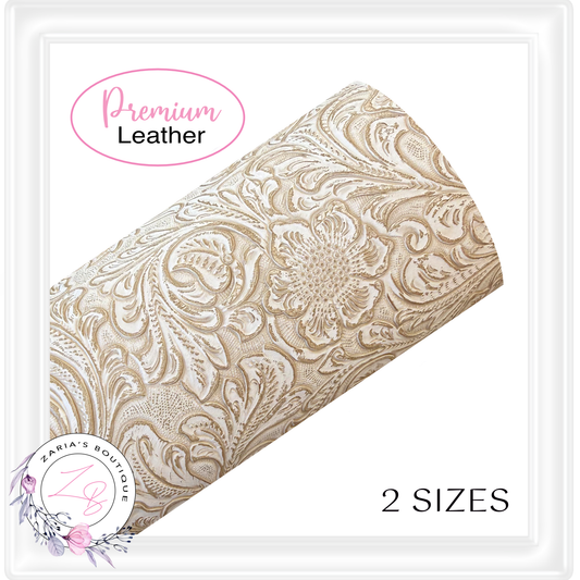 ⋅ Embossed Vintage Floral  ⋅ Vegan Faux Leather ⋅ Latte ⋅