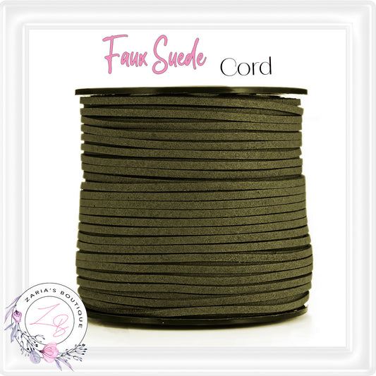 ⋅ Faux Suede Cord ⋅ 2.7mm ⋅ Army Green ⋅ 5 Metres ⋅