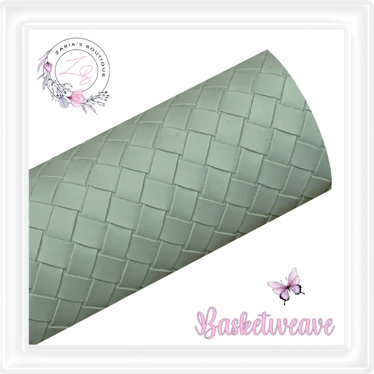 ⋅ Basketweave - Light Green ⋅ Textured Vegan Faux Leather ⋅