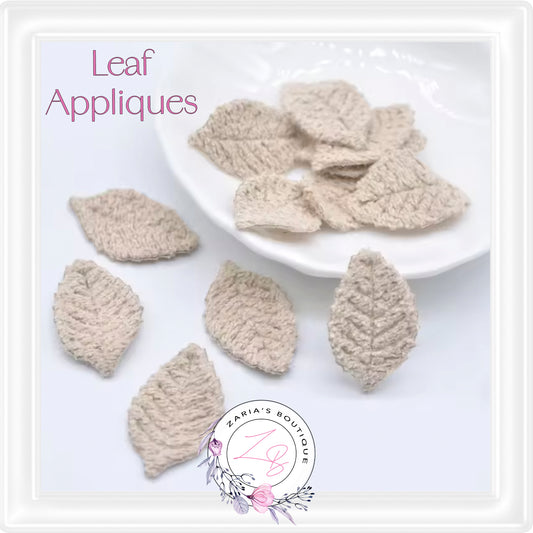 • Knitted Leaf Appliques • 8 Colours •