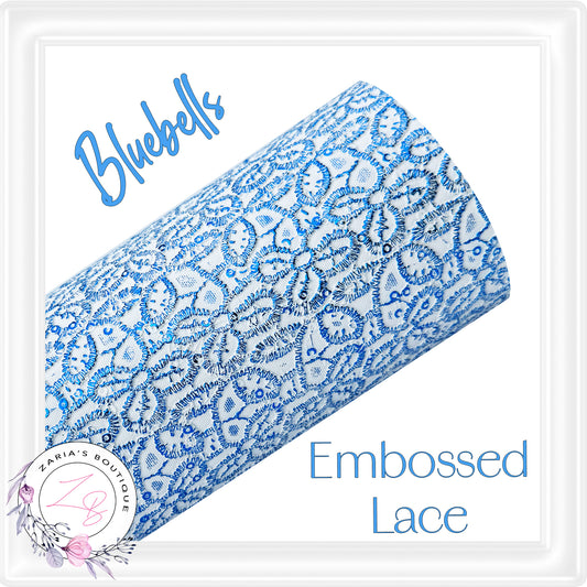 ⋅ Metallic Embossed Floral Lace ⋅ Vegan Faux Leather ⋅ Bluebells ⋅